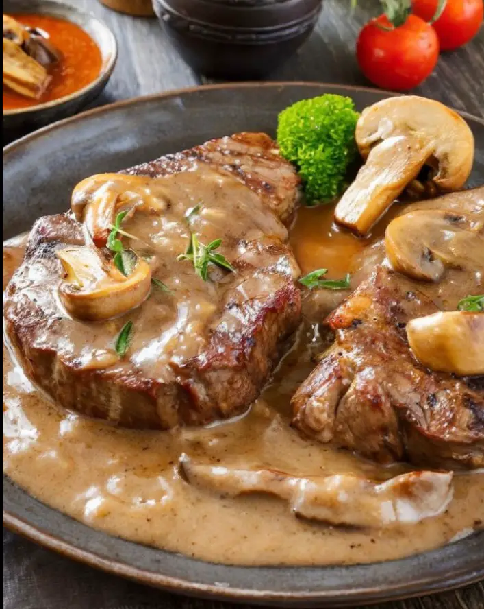 Beef Blade Steaks with Mushroom Sauce