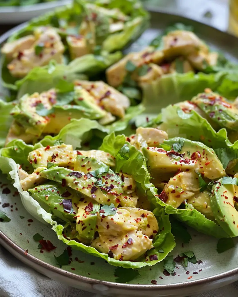 Avocado Chicken Salad Lettuce Wraps