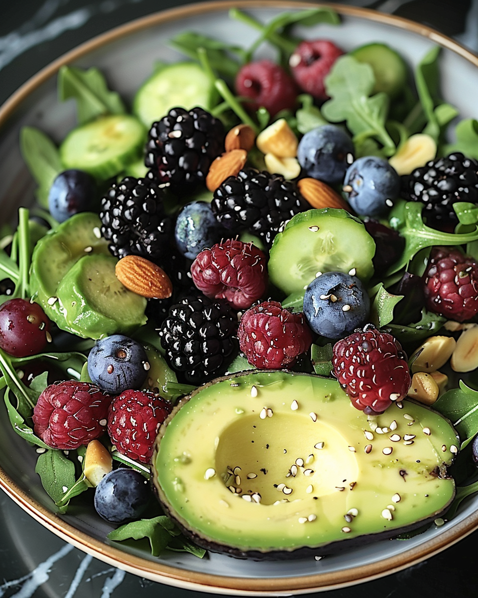 Blackberry Avocado Arugula salad