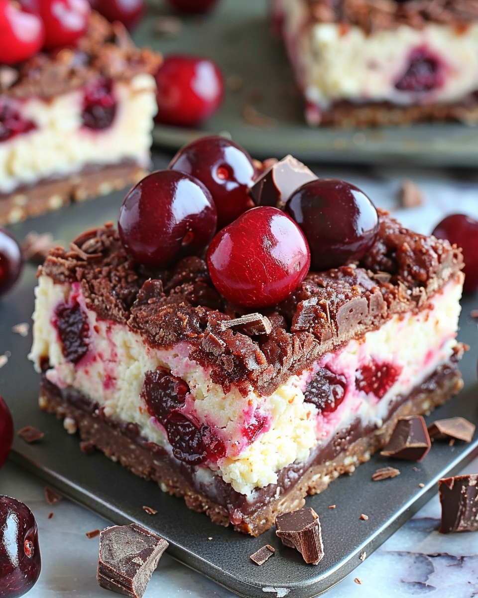 Chocolate Cherry Cheesecake Bars