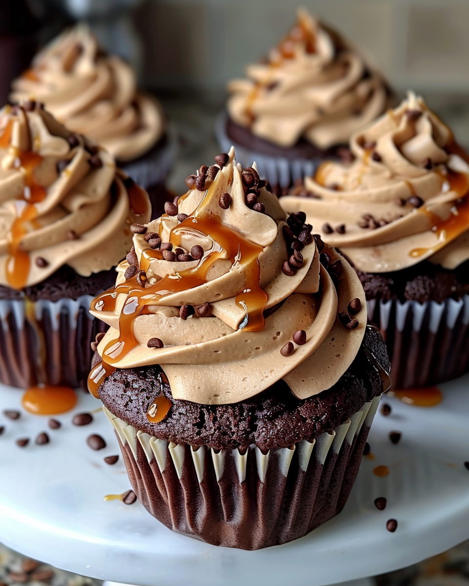 Chocolate Espresso Cupcakes with Salted Caramel Buttercream