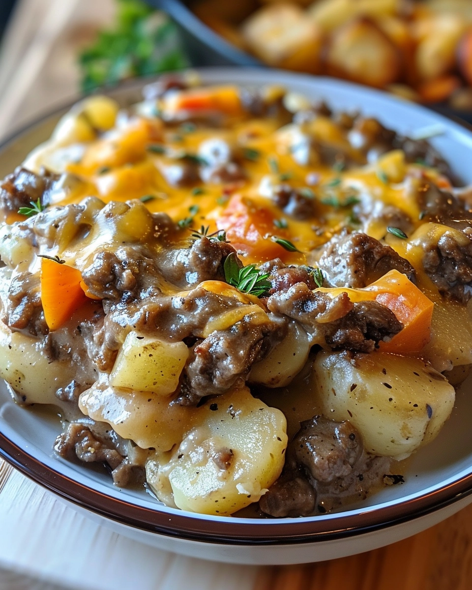 Crockpot Cheesesteak Potato Casserole