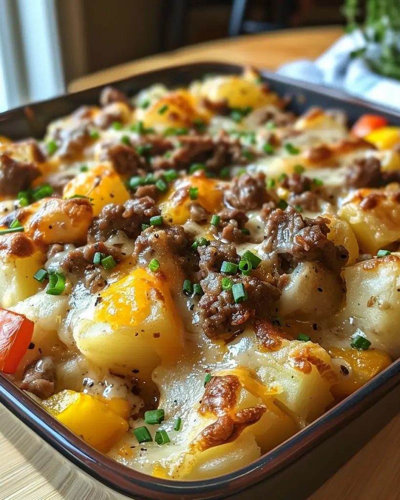 Crockpot Cheesesteak Potato Casserole