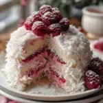 Raspberry Swirl Coconut Snowball Cake